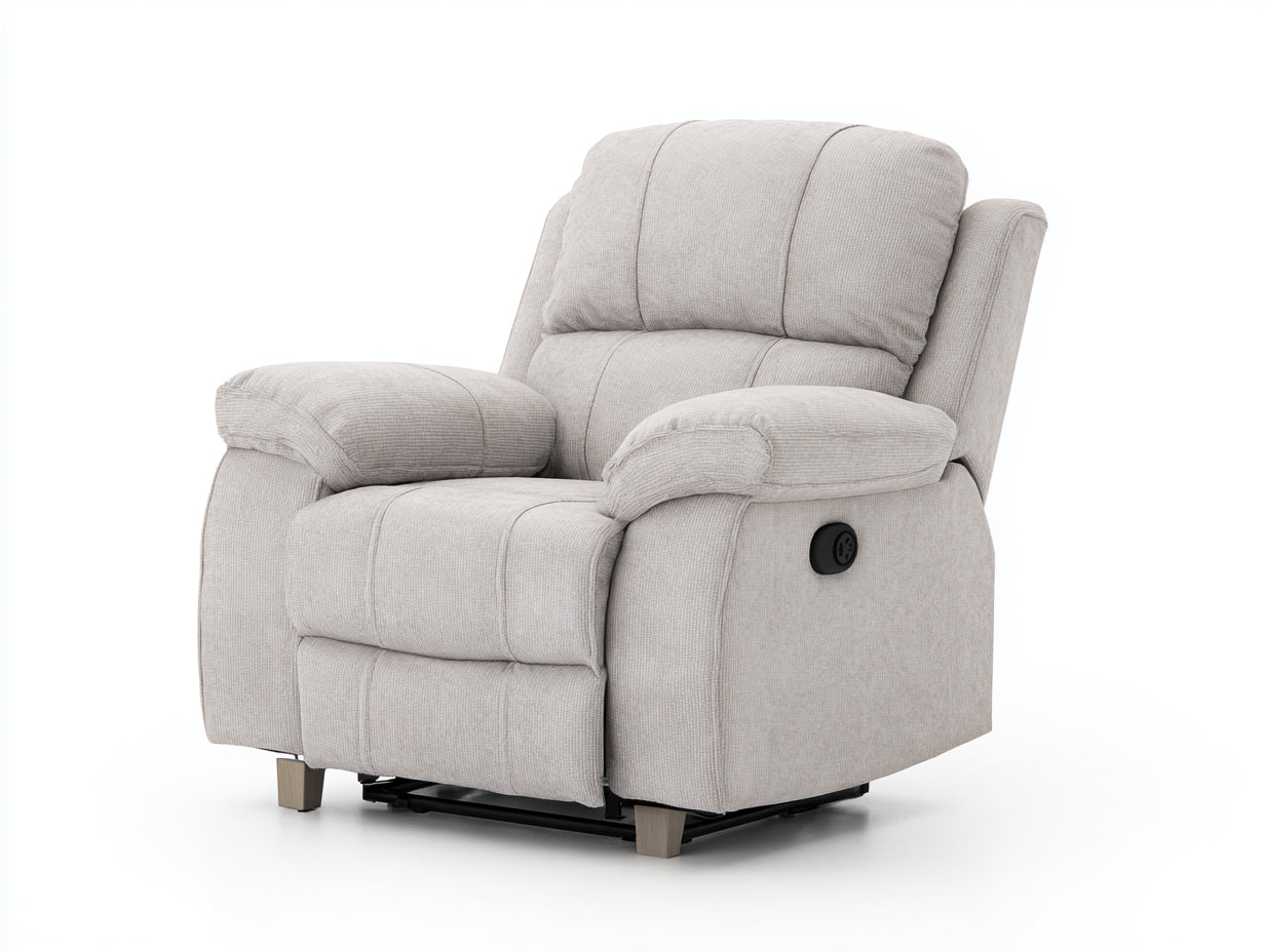 Sillones reclinables tapizados 94x92x101 cm - beige claro - reposapiés extensible con botón lateral para salón