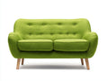 Sofás 2 plazas 138x76x82 cm - tela verde y patas de madera - estilo retro para salón