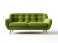 Sofás 2 plazas 165x80x78 cm - tela verde y patas de madera - respaldo capitoné - estilo moderno