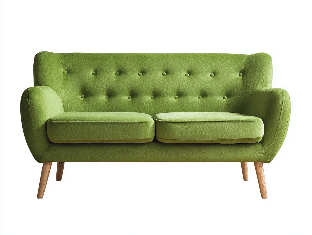 Sofás 2 plazas Sofá 2 plazas tela 158x80x86 cm Verde oliva moderno - Con respaldo capitoné