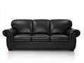 Sofás 3 plazas de cuero sintético 215x88x82 cm - Negro - Con reposabrazos enrollados - Estilo clásico