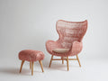 Sillón de ratán con reposapiés 95x85x105 cm - rosa-natural - exterior e interior - respaldo alto trenzado