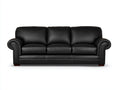 Sofás 3 plazas de cuero sintético 210x88x82 cm - Negro - Con reposabrazos enrollados - Estilo clásico