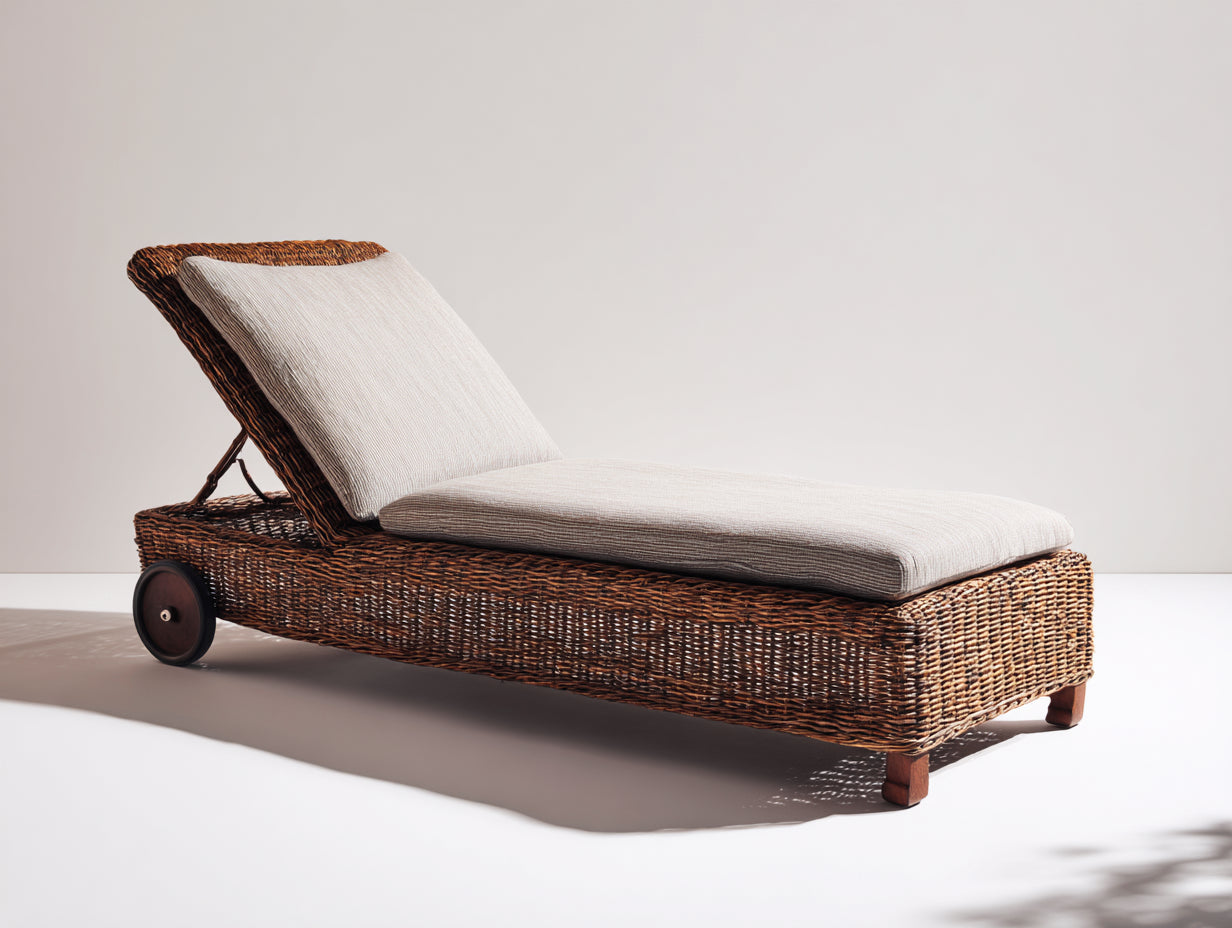 Tumbonas de jardín de ratán 200x72x88 cm - marrón-crema - diseño moderno reclinable