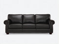 Sofás 3 plazas de piel sintética 218x90x82 cm - marrón oscuro - diseño clásico para salón