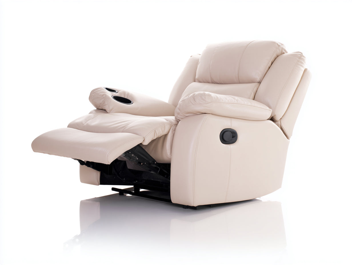 Sillón reclinable piel con reposapiés 115x98x105 cm - beige - diseño moderno