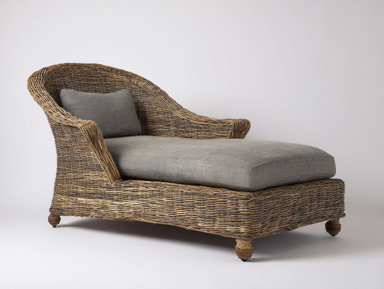 Tumbonas de jardín ratán tejido 182x84x96 cm - marrón-gris - diseño exterior envolvente