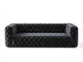 Sofás lineales de terciopelo negro 238x96x74 cm para salón - diseño capitoné contemporáneo
