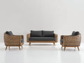 Sofás de exterior de ratán trenzado 210x78x74 cm - natural-gris oscuro - conjunto con sillones