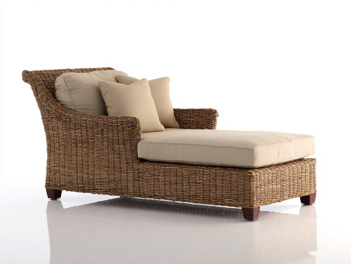 Tumbonas de jardín ratán natural 175x85x92 cm - Marrón-Beige - Estilo elegante