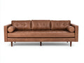 Sofás 3 plazas de cuero marrón estilo moderno con cojines laterales cilíndricos diseño elegante 210x90x85 cm - marrón - sofá de salón contemporáneo