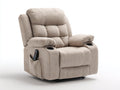 Sillones reclinables tapizados en tela acanalada 108x96x106 cm - beige - con portavasos y bolsillo lateral para salón