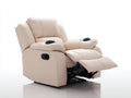Sillón reclinable tapizado 97x94x105 cm - crema y negro - con reposapiés extensible