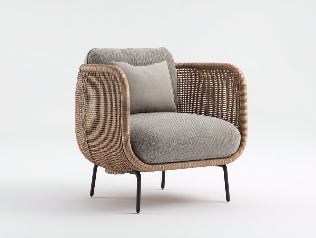 Sillones de ratán 88x82x80 cm - marrón-beige - diseño contemporáneo